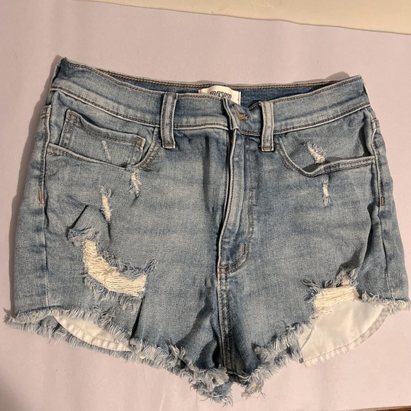 Pink Victorias Secret Shorts Womens Cut Off High Rise Denim Cotton Raw Size 8 - Picture 1 of 7